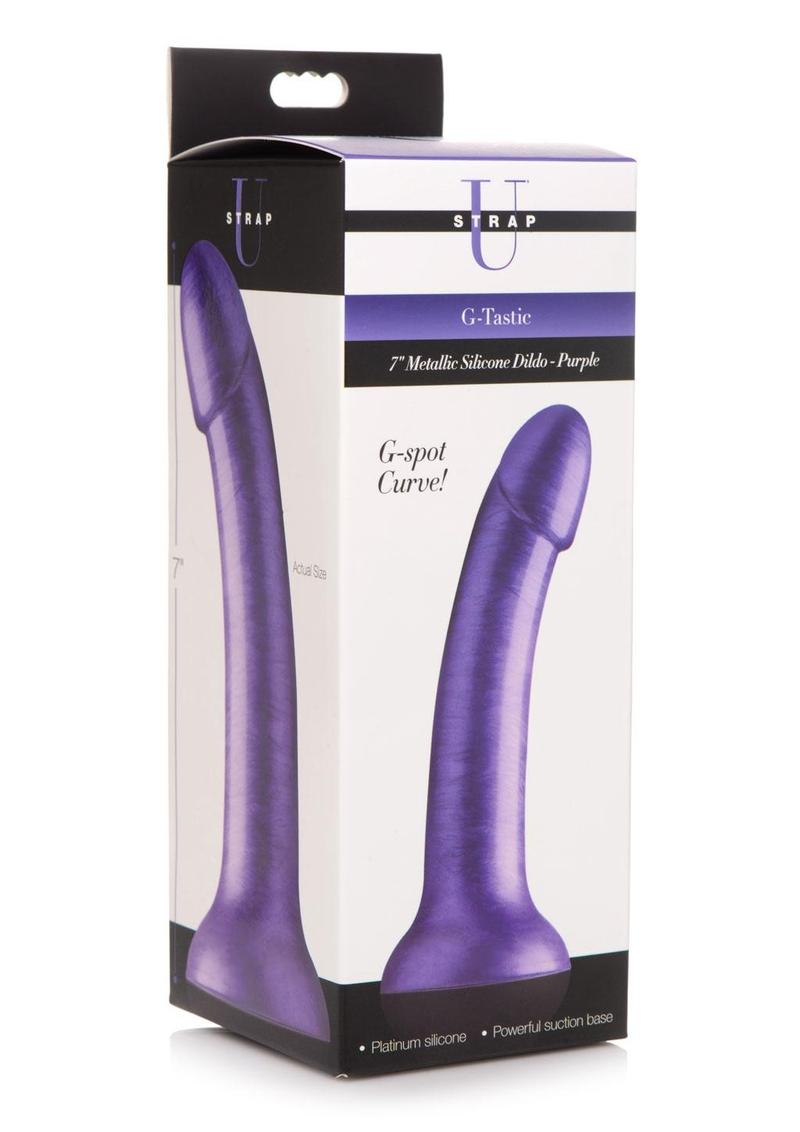 Strap U G-Tastic Metallic Silicone Dildo 7in - Purple