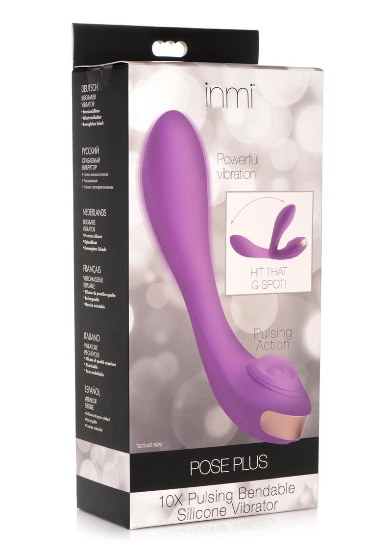 Inmi Pose Plus Rechargeable Silicone 10X Pulsing Bendable Vibrator - Purple