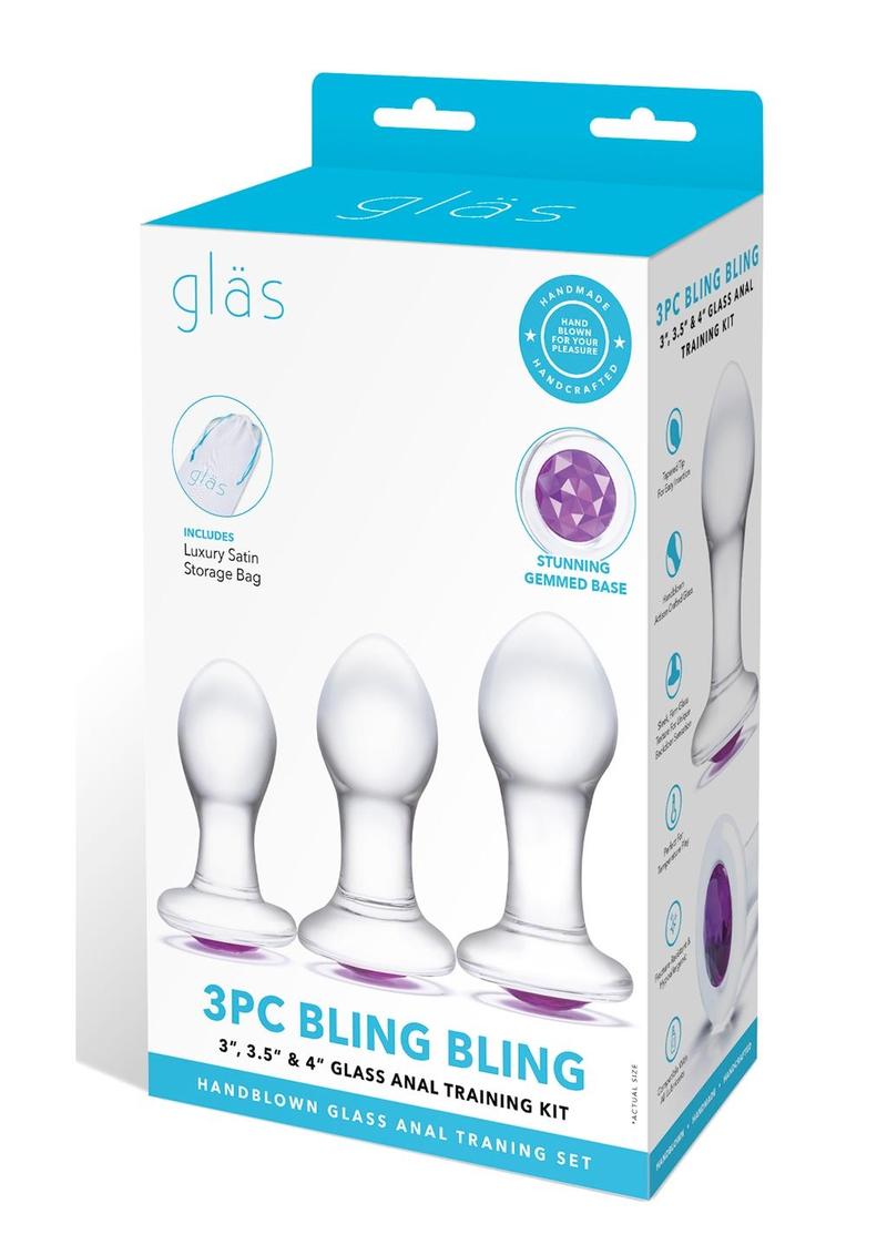 Bling Bling Glass Anal Training Kit (3 piece) - Clear