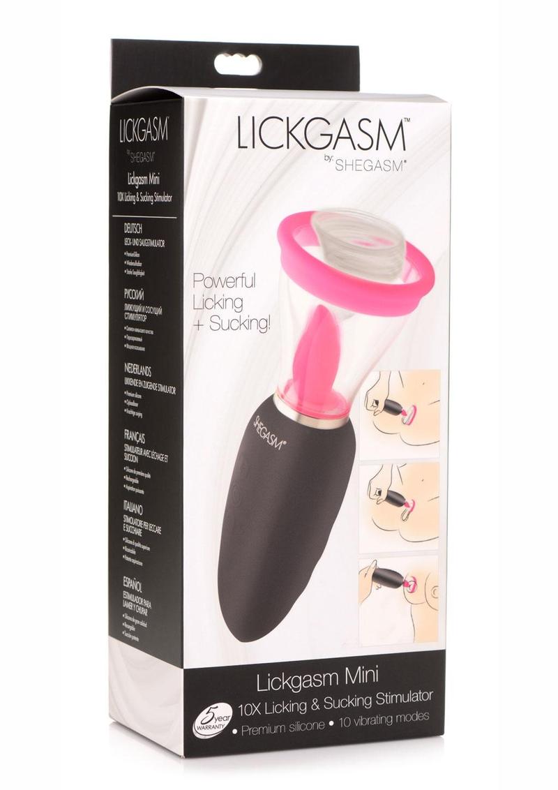 Inmi Lickgasm Mini 10X Licking andamp; Sucking Rechargeable Silicone Clitoral Stimulator - Black/Pink
