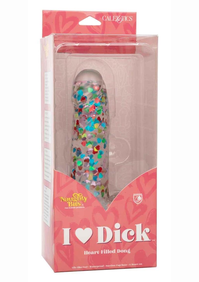 Naughty Bits I Love D Heart-Filled Dong - Clear