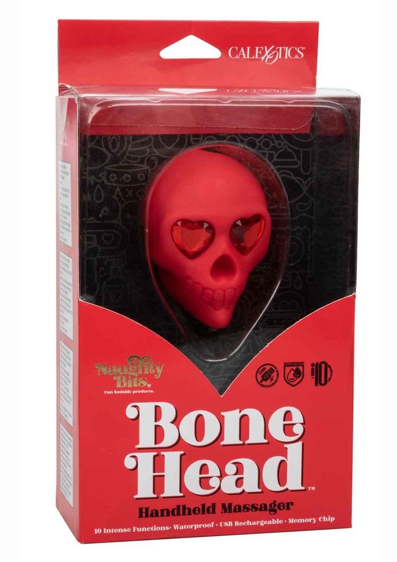 Naughty Bits Bone Head Rechargeable Silicone Handheld Massager - Red