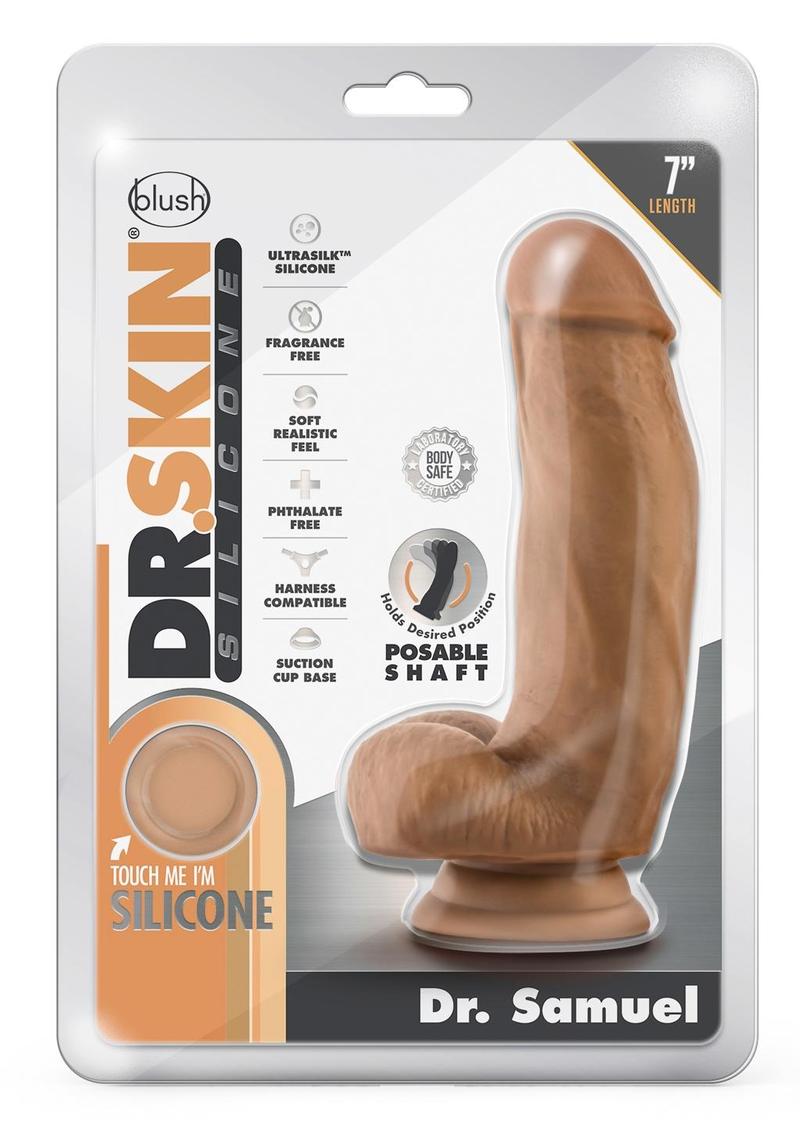 Dr. Skin Silicone Dr. Samuel Dildo with Suction Cup 7in - Caramel