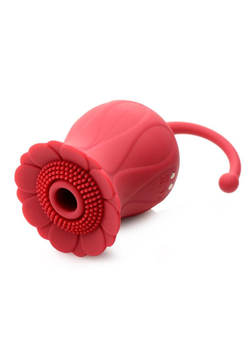 Bloomgasm Royalty Rose Rechargeable Silicone Textured Suction Clit Stimulator - Red