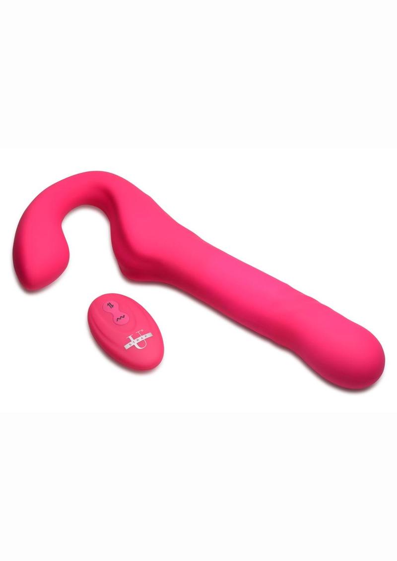 Strap U Mighty-Thrust Thrusting andamp; Vibrating Strapless Strap-On with Remote Control - Pink