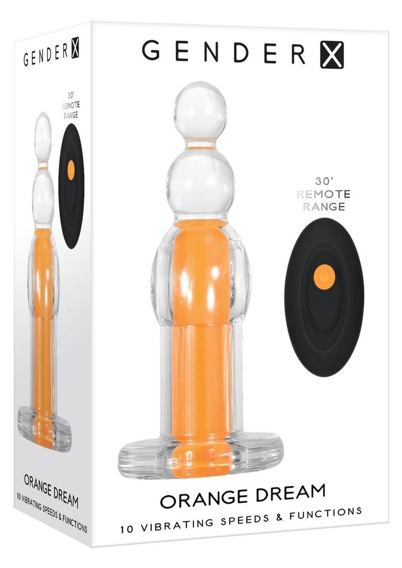 Gender X Orange Dream Silicone Rechargeable Beads with Remote Control - Clear/Orange