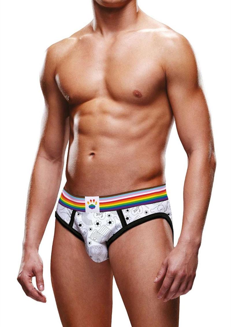 Prowler Pride Love and Peace 3 Brief - Large - Rainbow