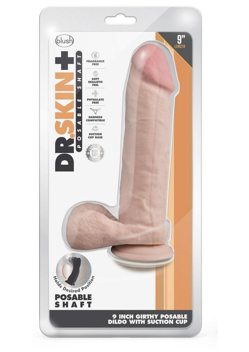 Dr. Skin Plus Thick Posable Dildo with Balls 9in - Vanilla
