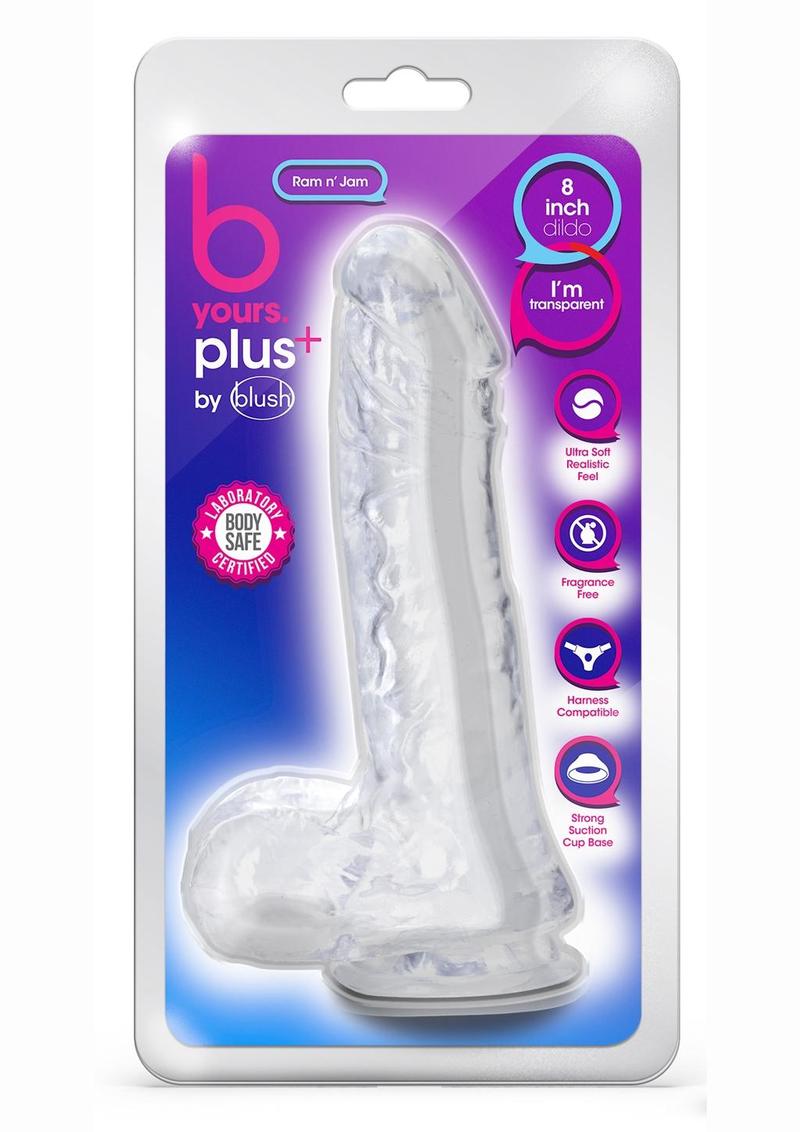 B Yours Plus Rock n` Roll Realistic Dildo with Balls 8in - Clear