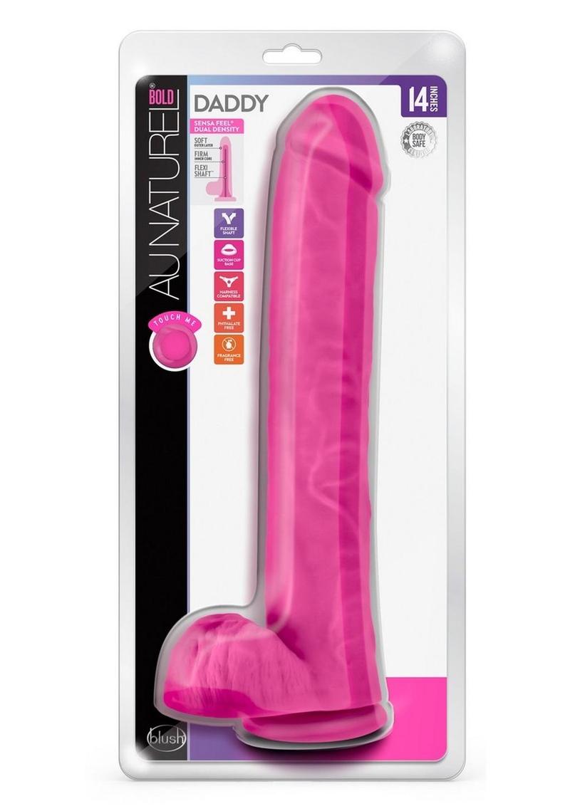Au Naturel Bold Daddy Dildo with Suction Cup and Balls 14in - Pink
