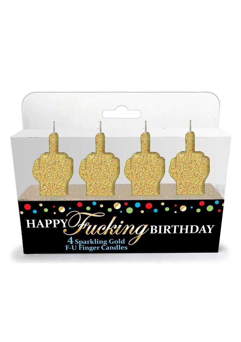 Happy F`n Birthday FU Candles (4 per set) - Gold