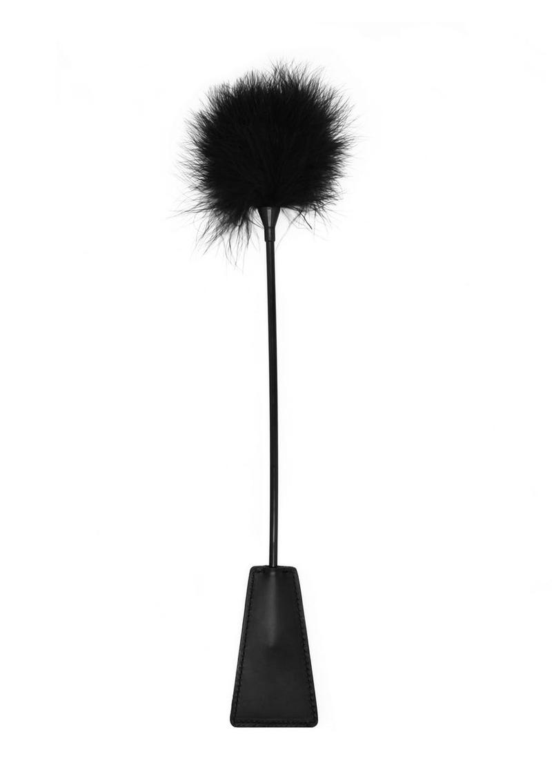 Ouch! Crop with Feather Tickler - Black