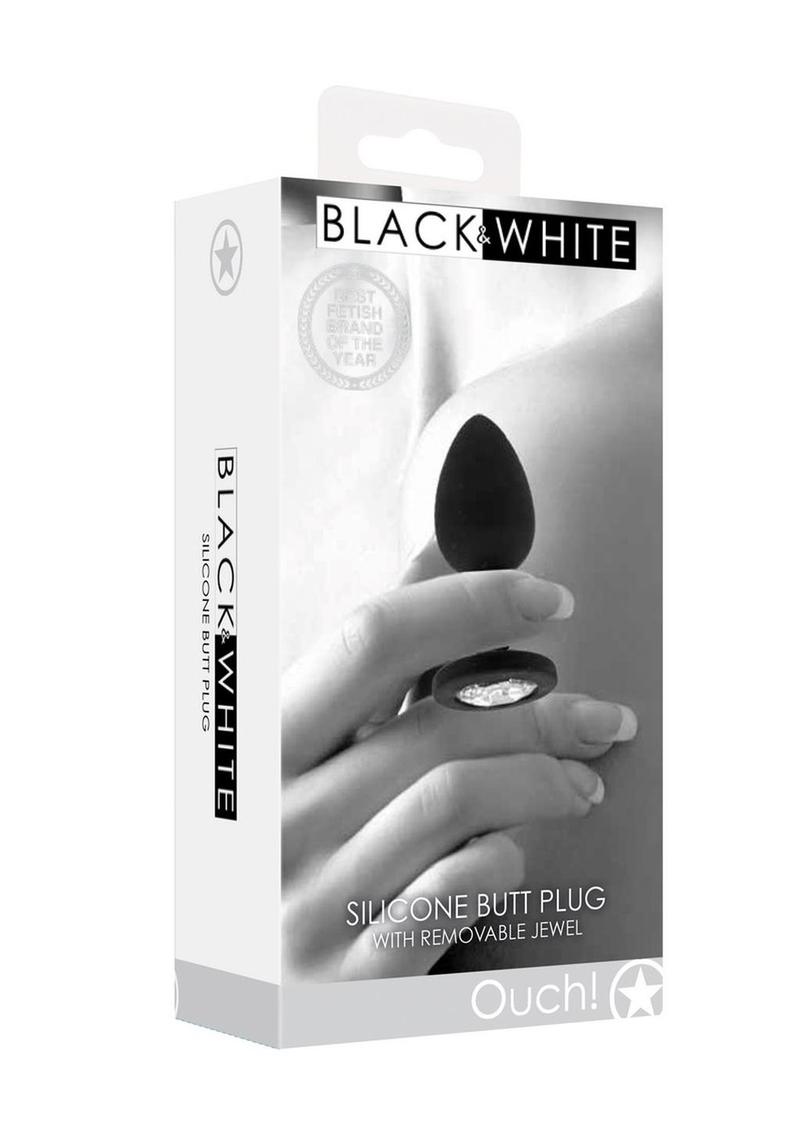Ouch! Silicone Butt Plug with Removable Jewel - Black