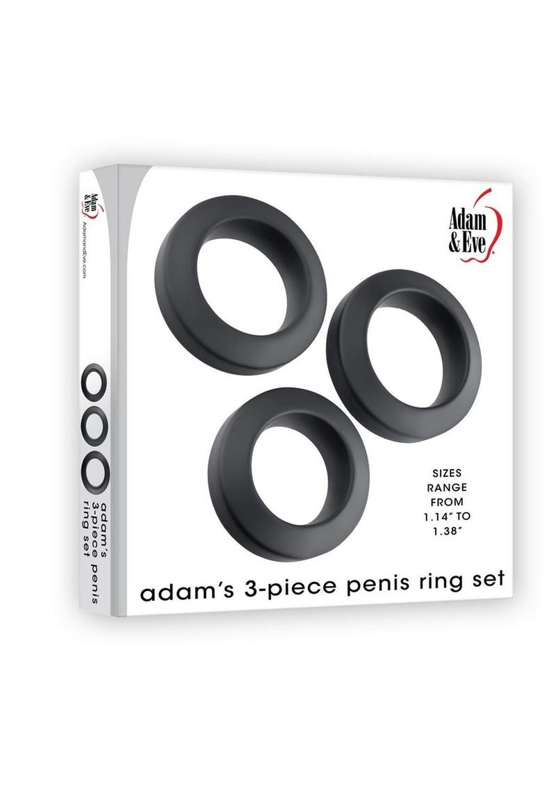 Adam andamp; Eve Adam`s 3 Piece Silicone Penis Ring Set - Black