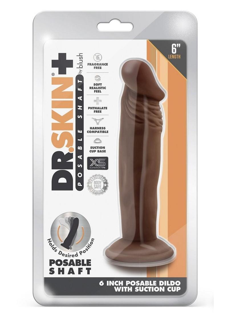 Dr. Skin Plus Posable Dildo 6in - Chocolate