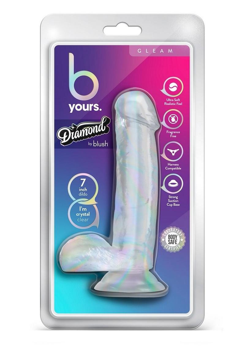 B Yours Diamond Gleam Dildo 7in - Clear