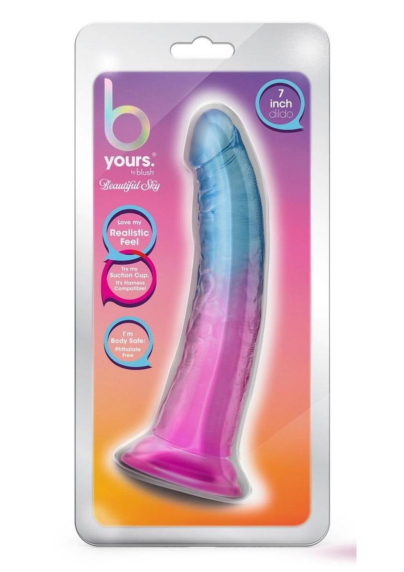 B Yours Beautiful Sky Dildo 7in Sunset - Pink/Blue