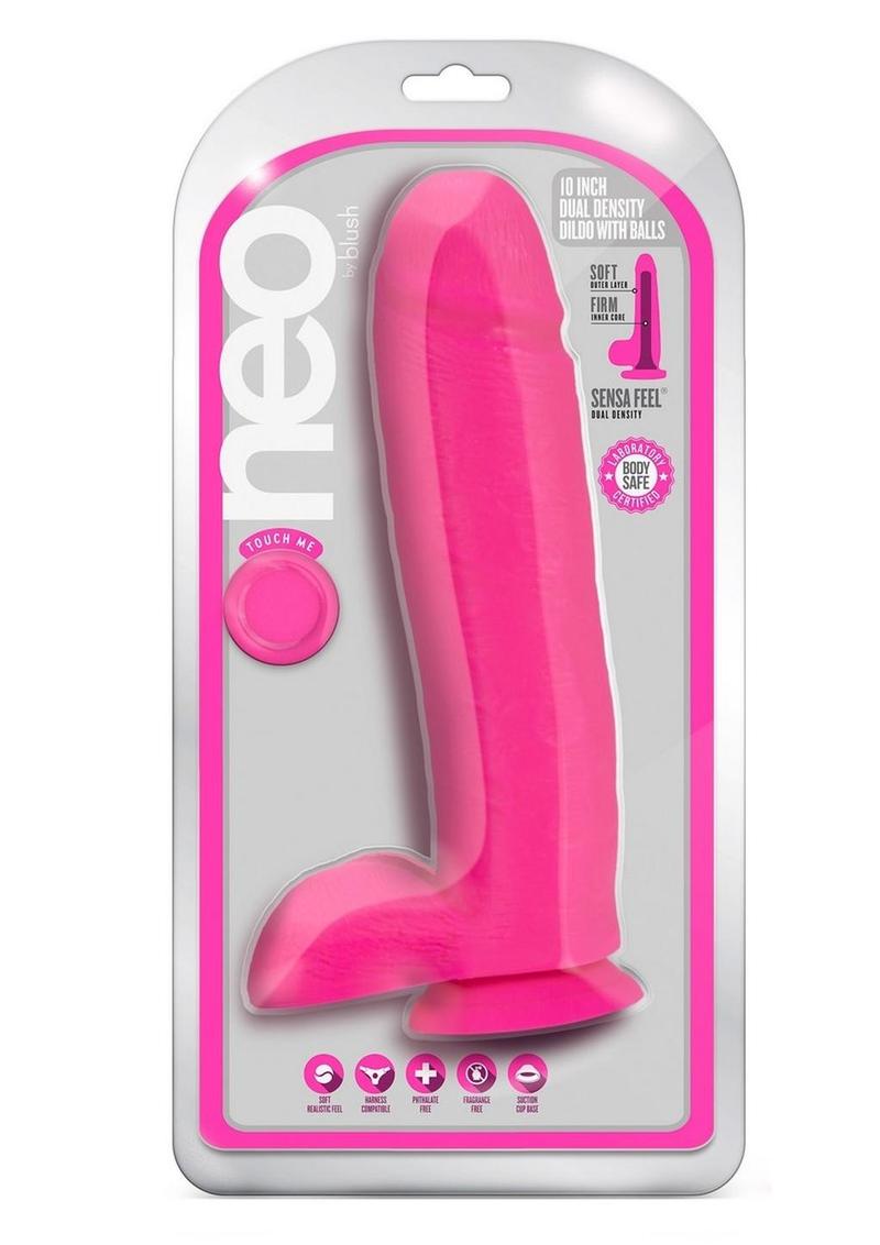 Neo Dual Density Dildo 10in - Neon Pink