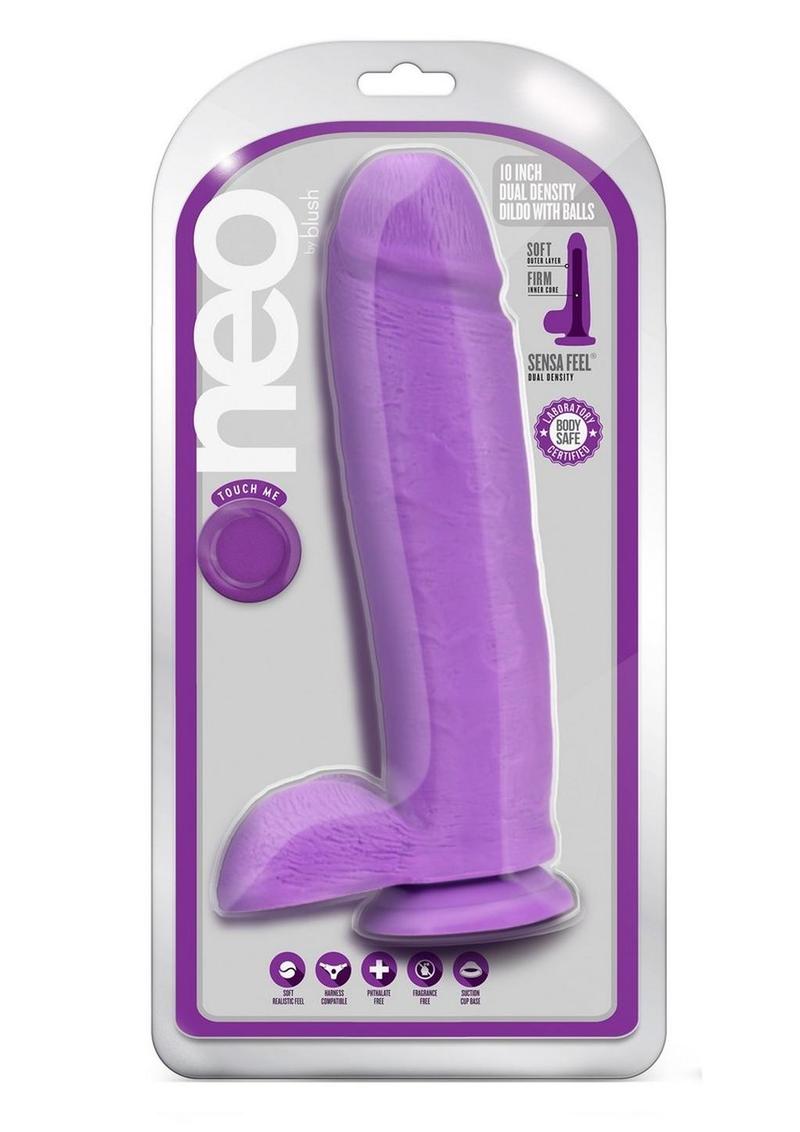 Neo Dual Density Dildo 10in - Neon Purple