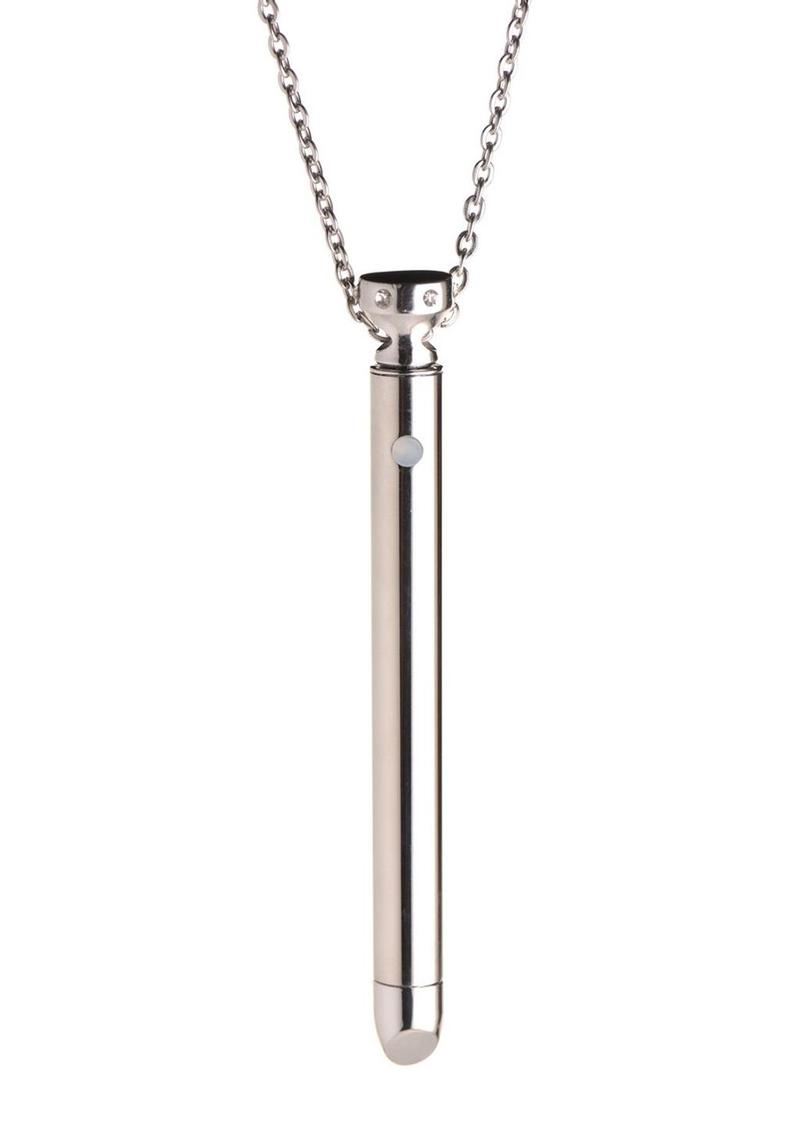 Charmed Rechargeable Stainless Steel 7X Vibrating Necklace - Silver