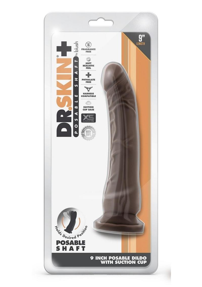 Dr. Skin Plus Posable Dildo with Balls 9in - Chocolate