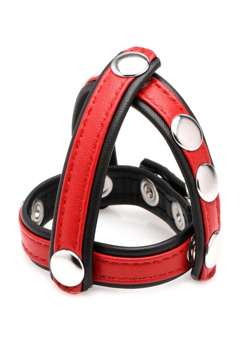 Cock Gear Leather Snap-On Harness - Red