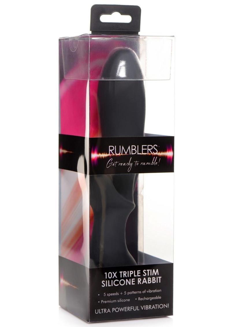 Rumblers 10X Triple Stim Silicone Vibrator - Black