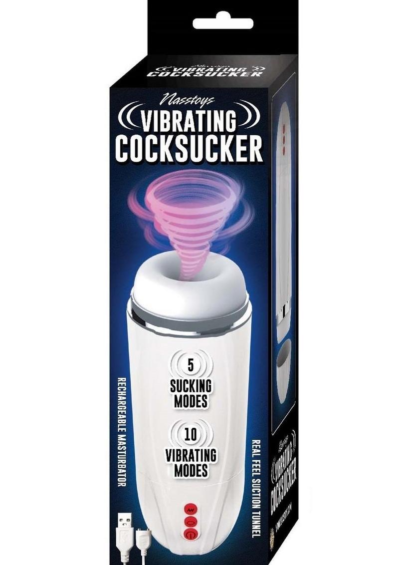 Vibrating Cocksucker Rechargeable Masturbator - White