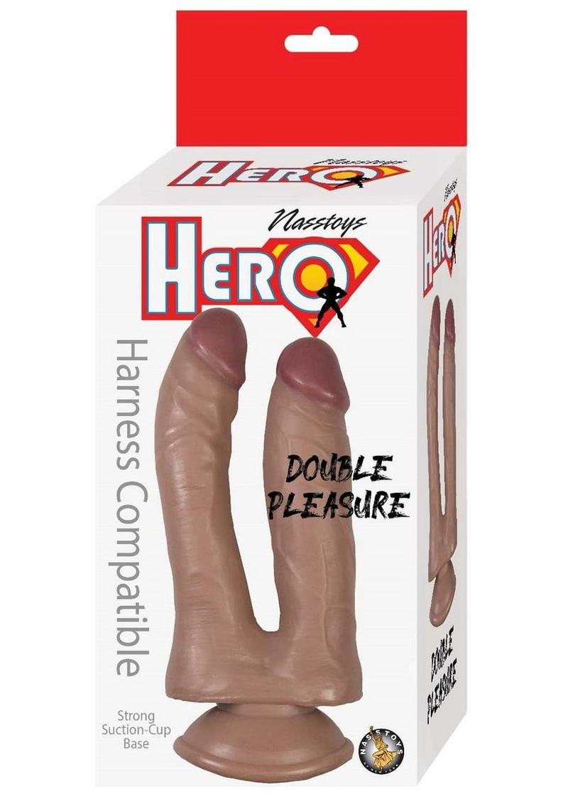 Hero Double Pleasure Double Dildo with Suction Cup - Chocolate