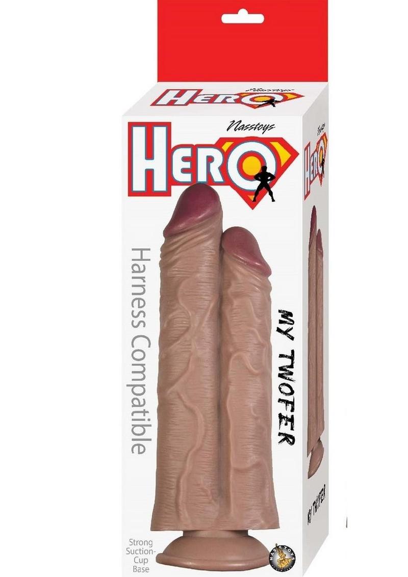 Hero My Twofer Double Dildo with Suction Cup - Chocolate