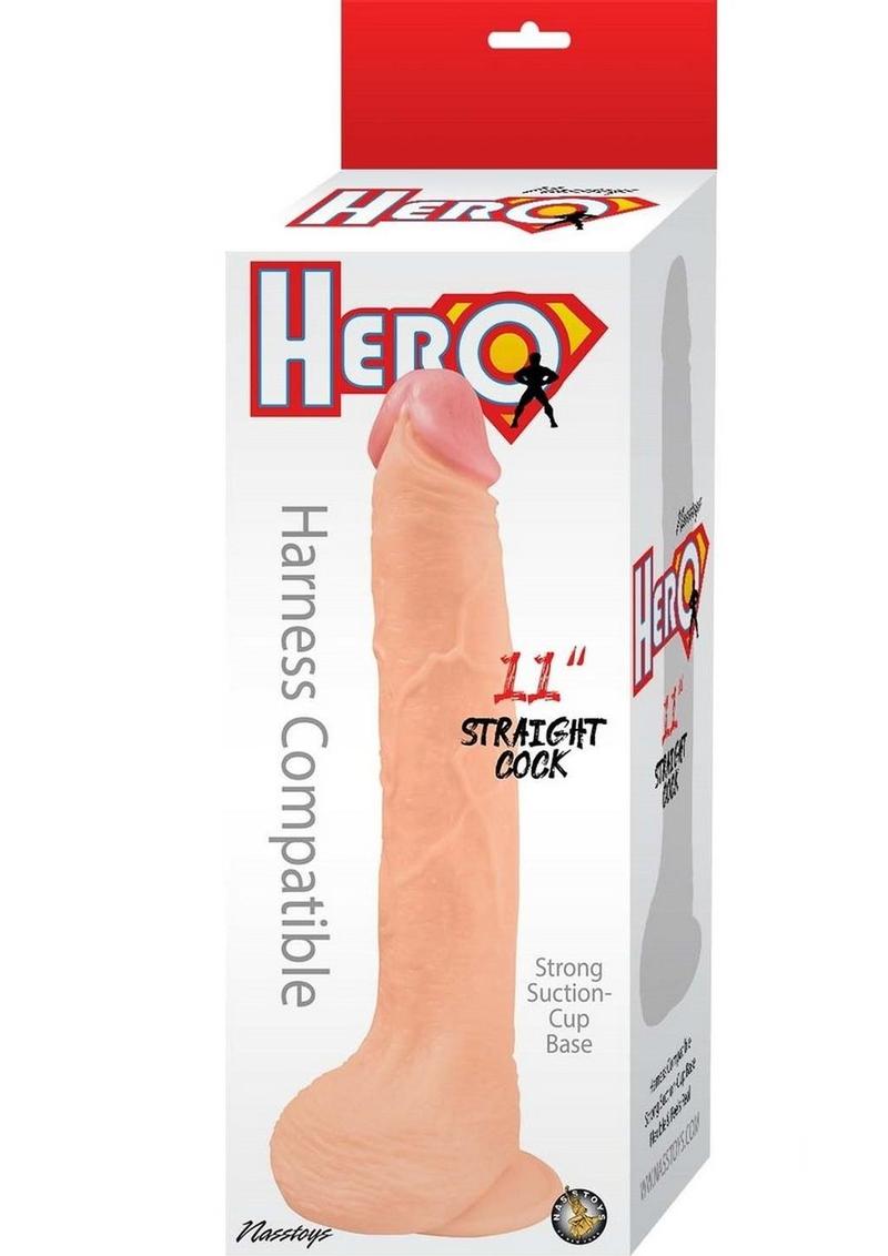 Hero Straight Cock Realistic Dildo with Suction Cup 11in - Vanilla