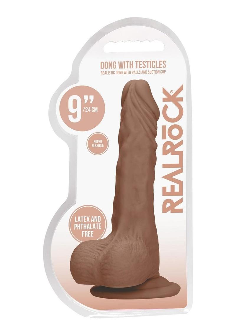 RealRock Skin Realistic Dildo With Balls 9in - Caramel