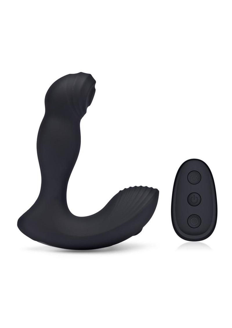Blue Line Thumper Silicone Rechargeable Prostate Flicking Remote Controlled Stimulator - Black