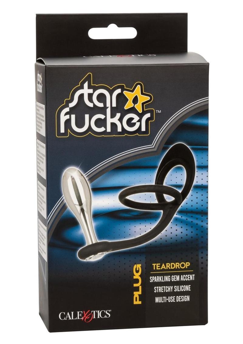 Star Fucker Teardrop Plug Silicone Dual Enhancer - Black