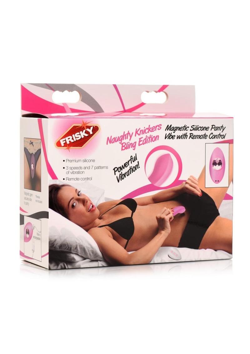 Frisky Naughty Knickers Bling Edition Silicone Panty Vibe with Remote Control- Pink