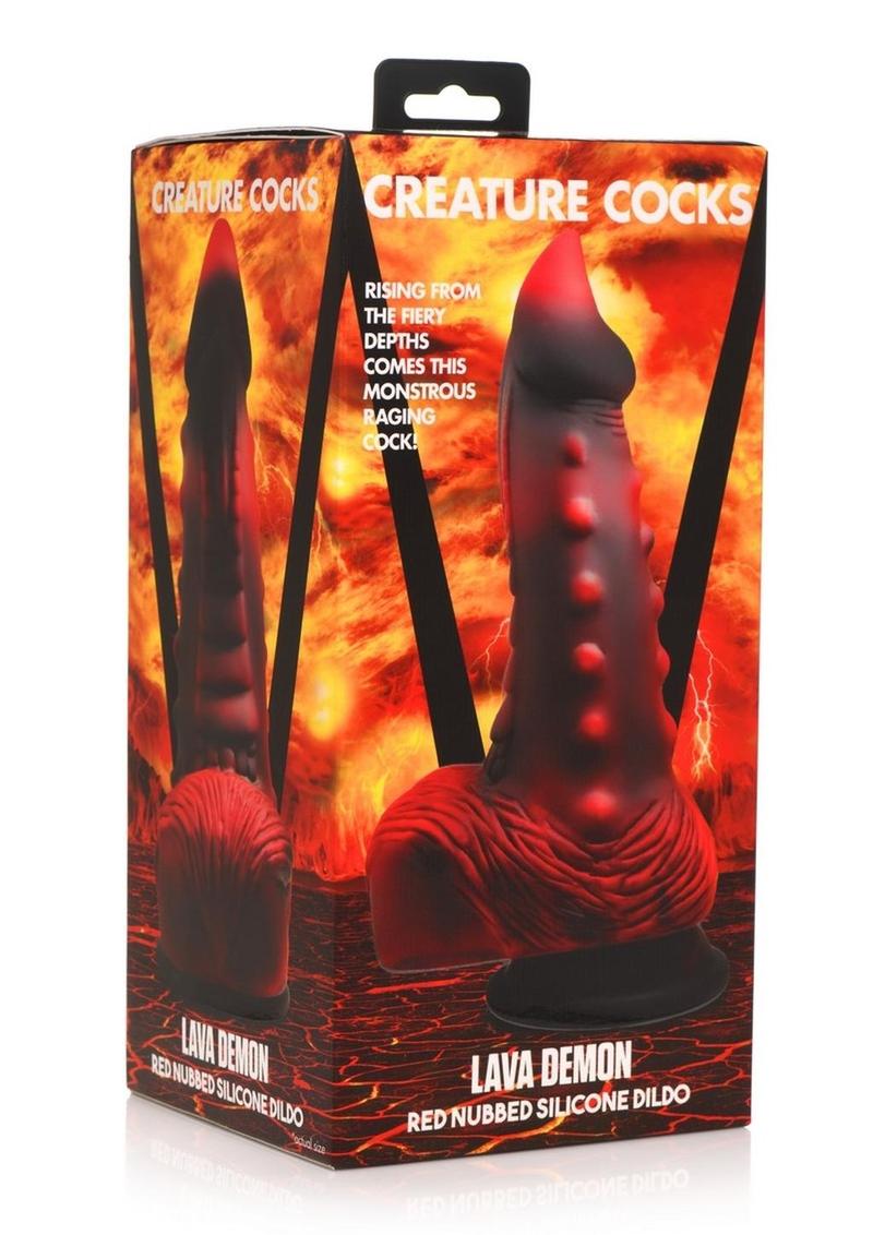 Creature Cocks Thick Nubbed Silicone Dildo - Red/Black