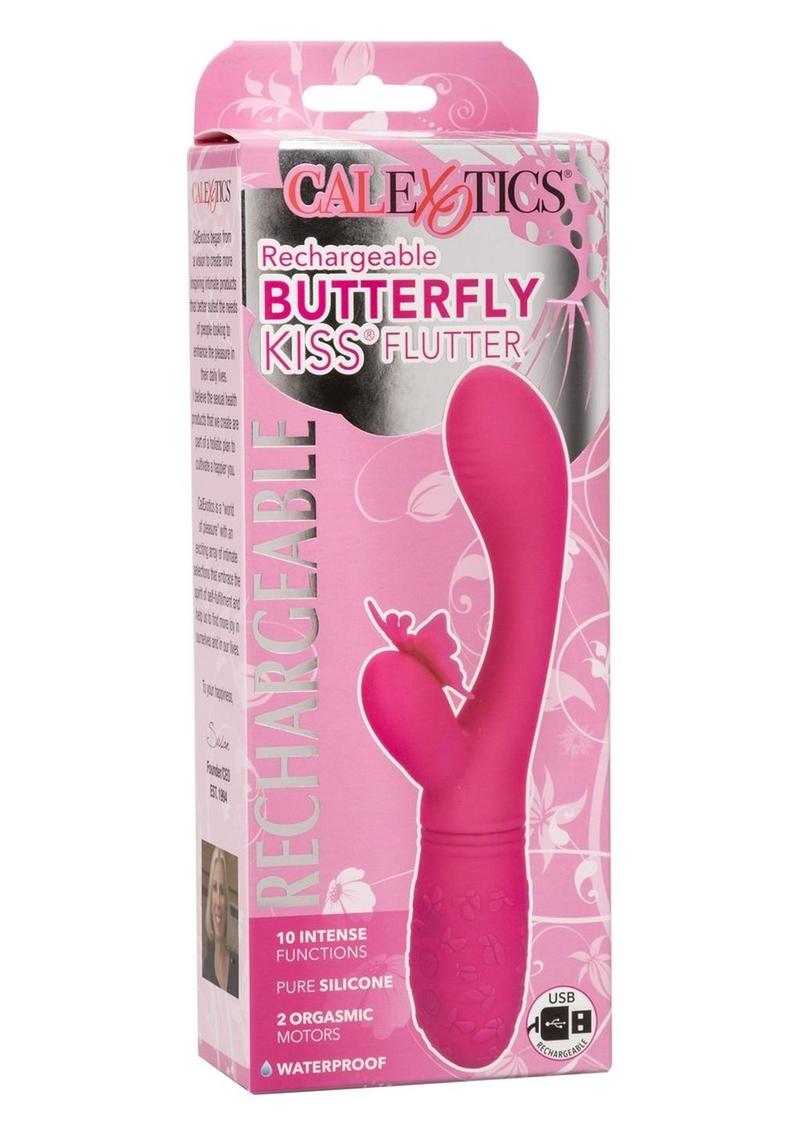 Rechargeable Butterfly Kiss Flutter Silicone Massager - Pink