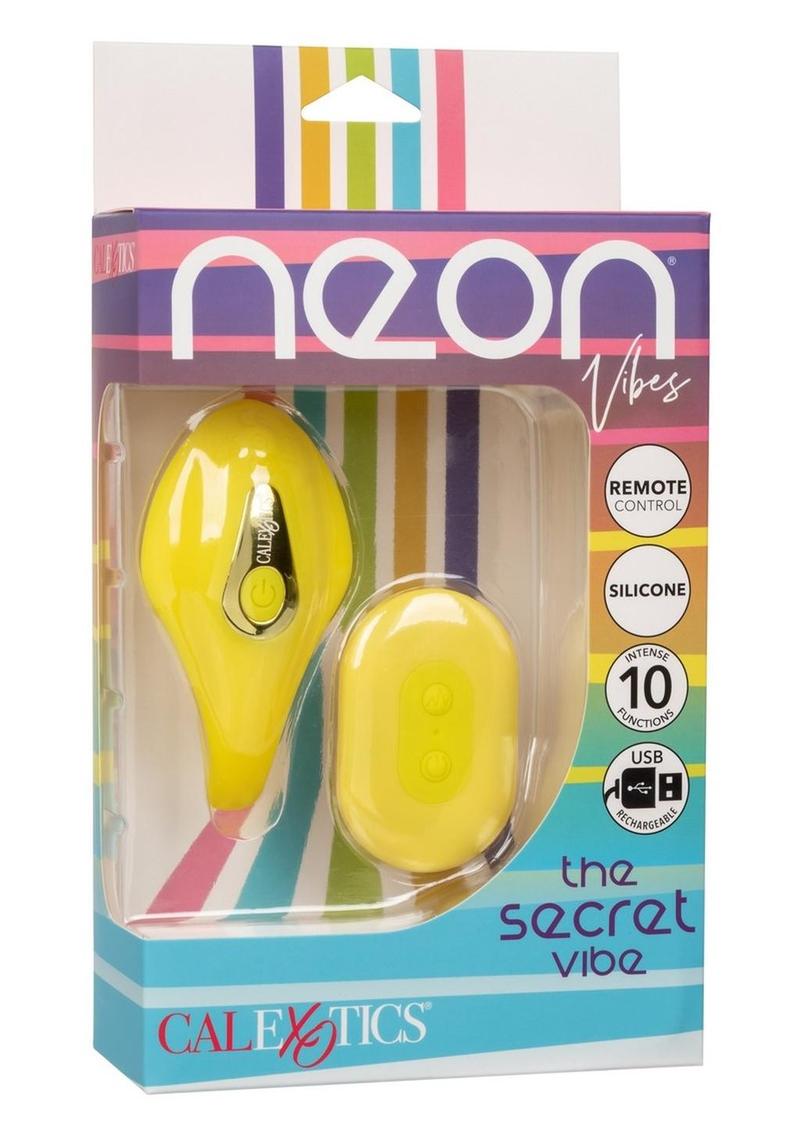 Neon Vibes The Secret Vibe Rechargeable Silicone Vibrator With Remote Control - Yellow
