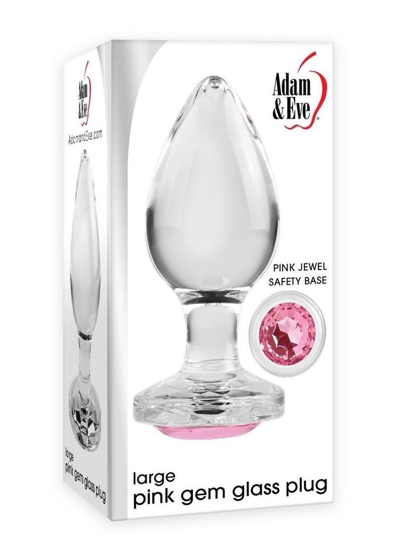 Adam andamp; Eve Pink Gem Glass Plug - Large