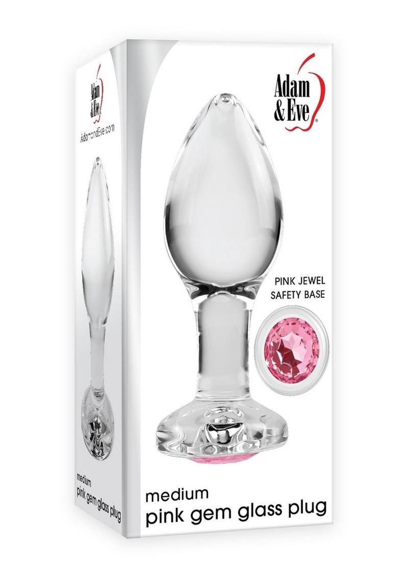 Adam andamp; Eve Pink Gem Glass Plug - Medium