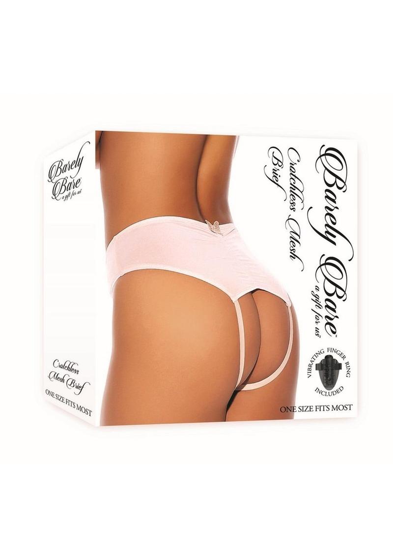 Barely Bare Crotchless Mesh Brief - O/S - Peach