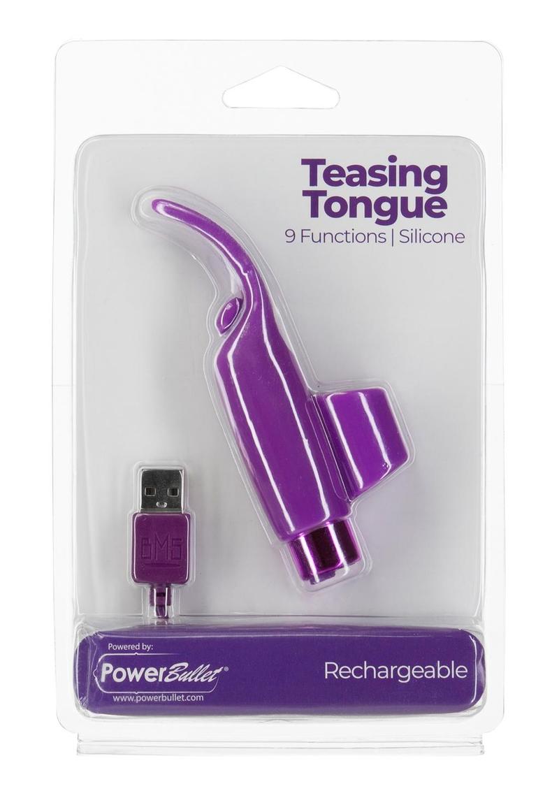 PowerBullet Silicone Teasing Tongue With Mini Rechargeable Bullet 2.5in - Purple