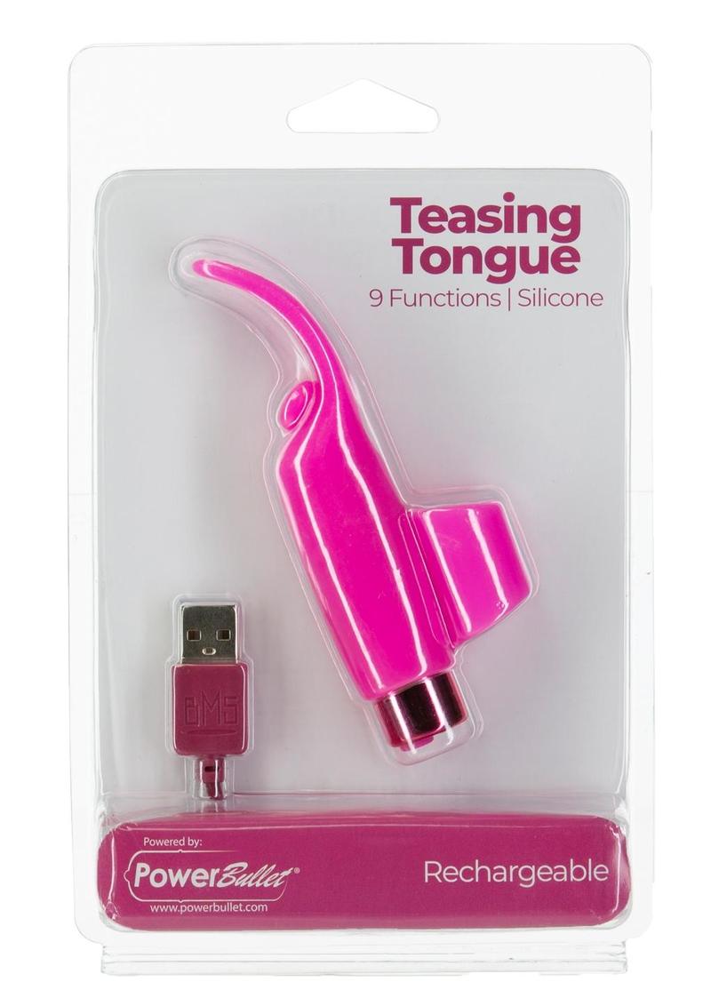 PowerBullet Silicone Teasing Tongue With Mini Rechargeable Bullet 2.5in - Pink