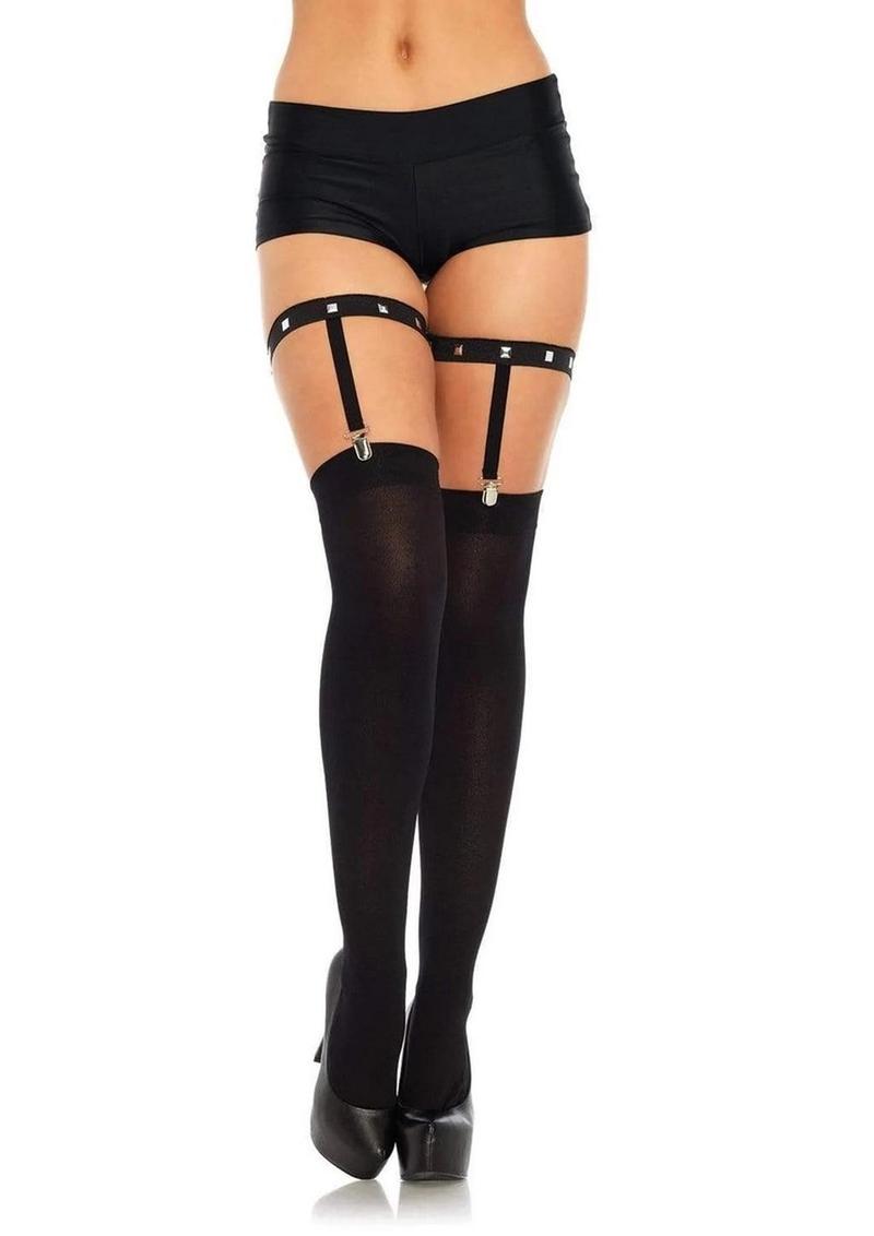 Leg Avenue Studded Elastic Garter Suspender - O/S - Black
