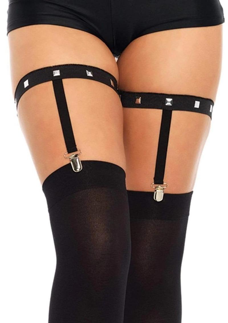 Leg Avenue Studded Elastic Garter Suspender - O/S - Black
