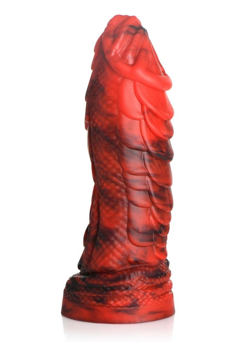 Creature Cocks Fire Dragon Scaly Silicone Dildo - Red/Black