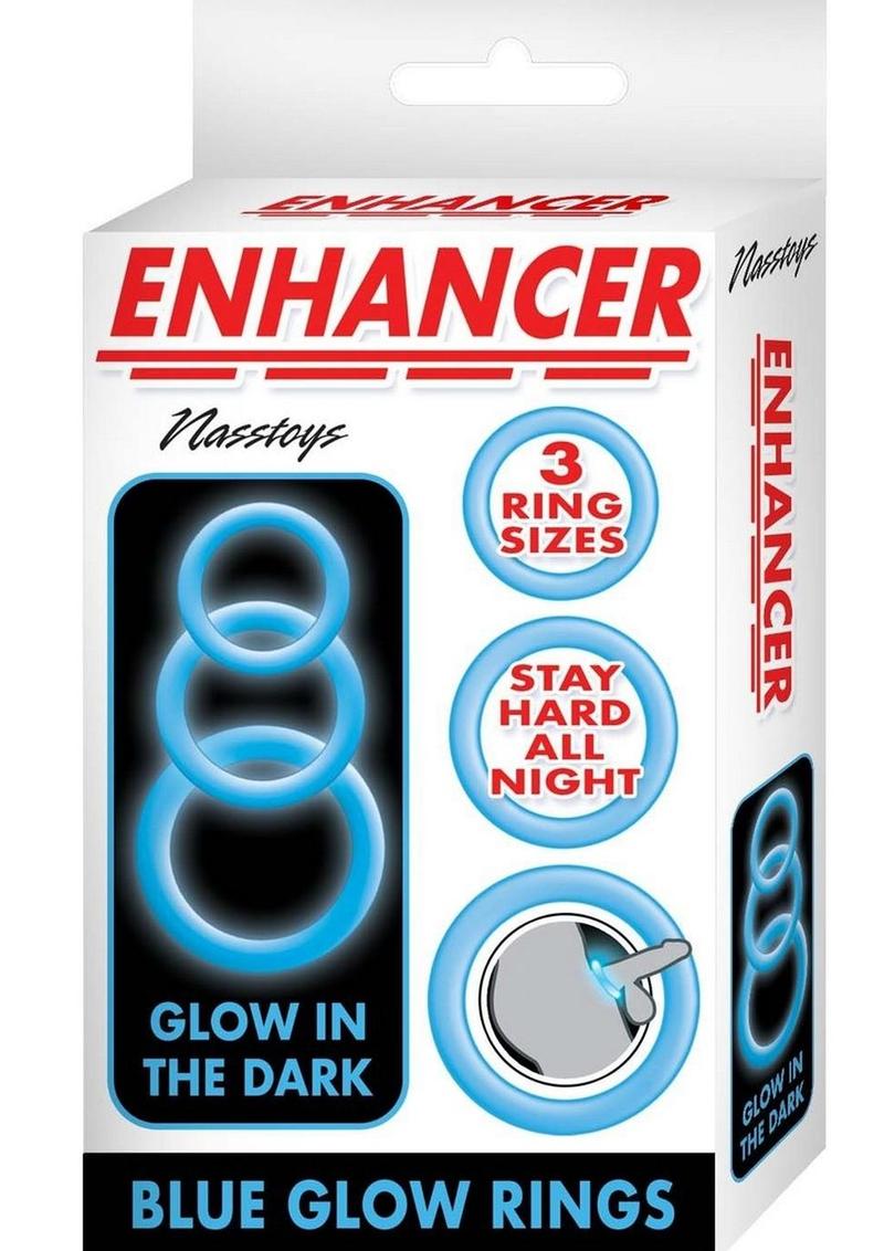 Enhancer Glow Rings Silicone Cockring - Blue