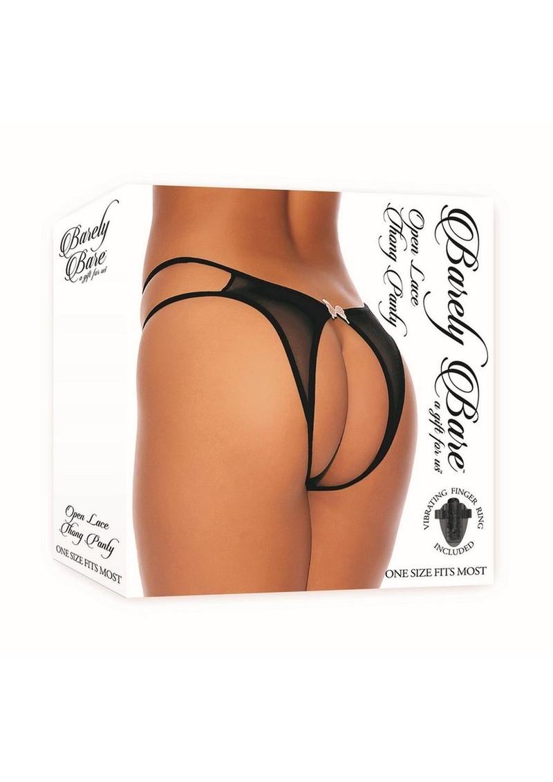Barely Bare Open Lace Thong Panty - O/S - Black