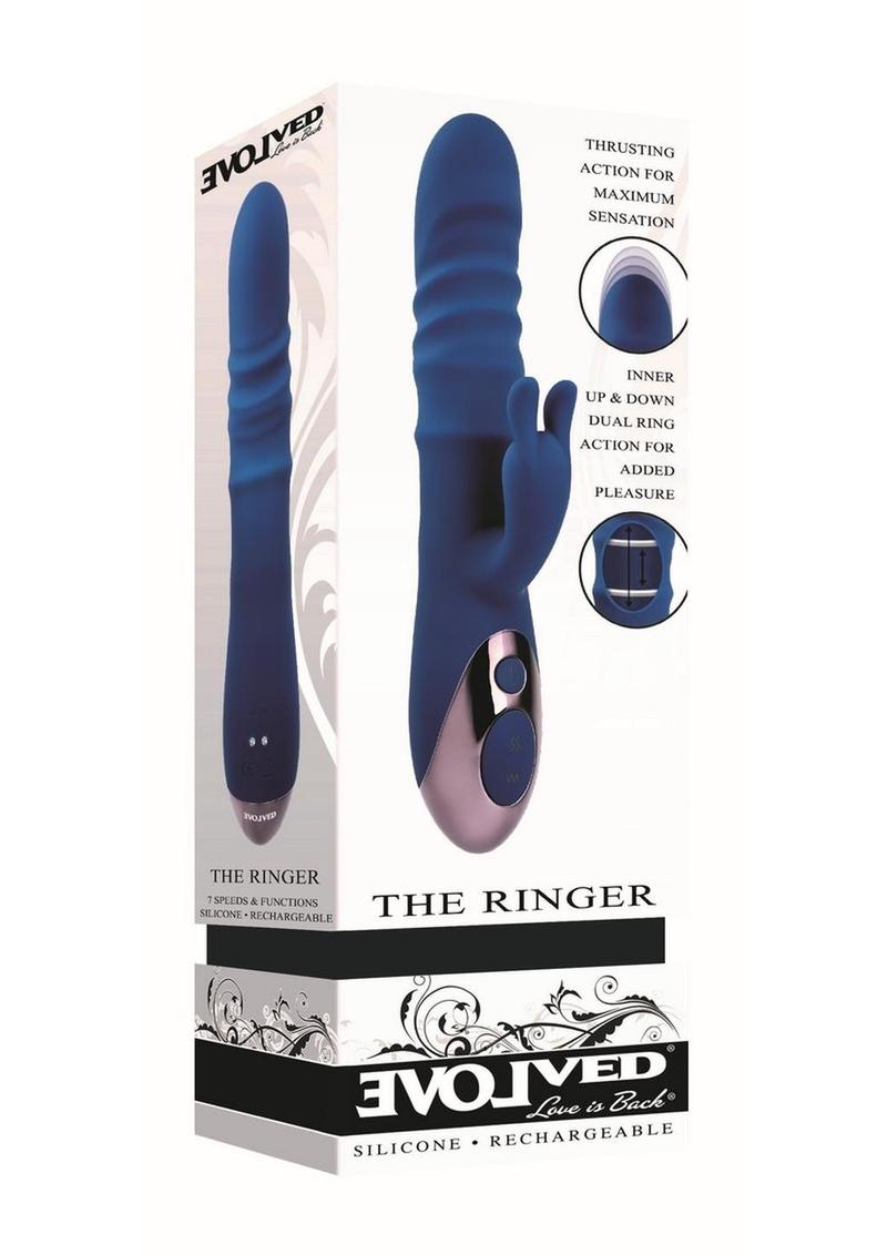 The Ringer Rechargeable Silicone Rabbit Vibrator - Blue