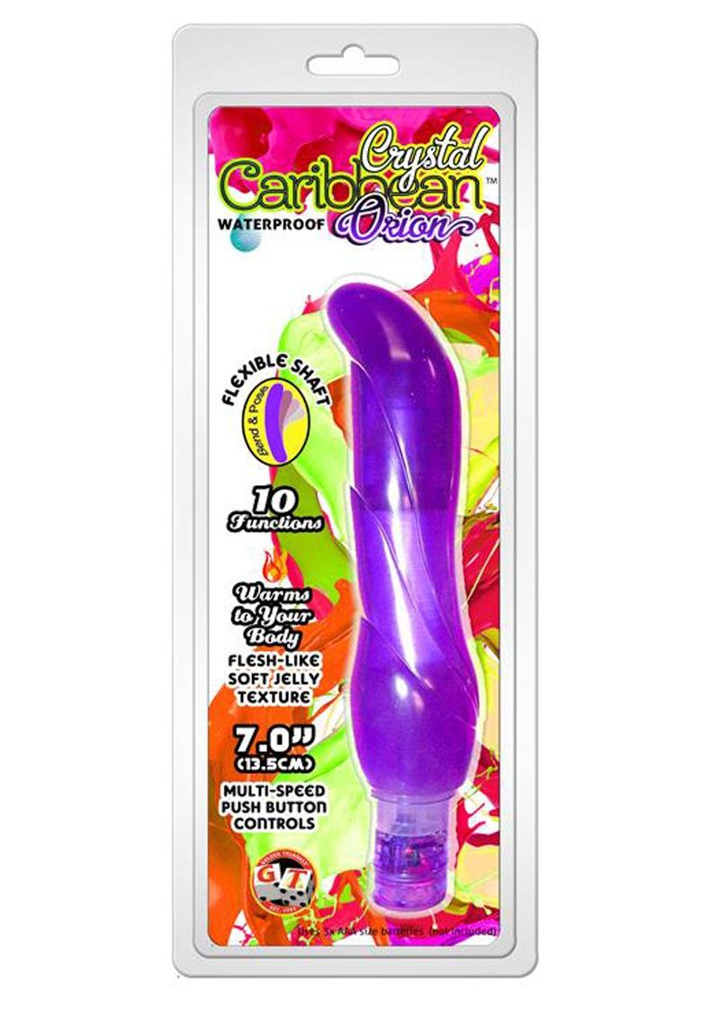 Jelly Caribbean Orion Vibrator Waterproof 7in - Purple